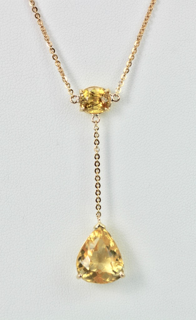 Citrine Double Drop Necklace in 18K Gold – detail