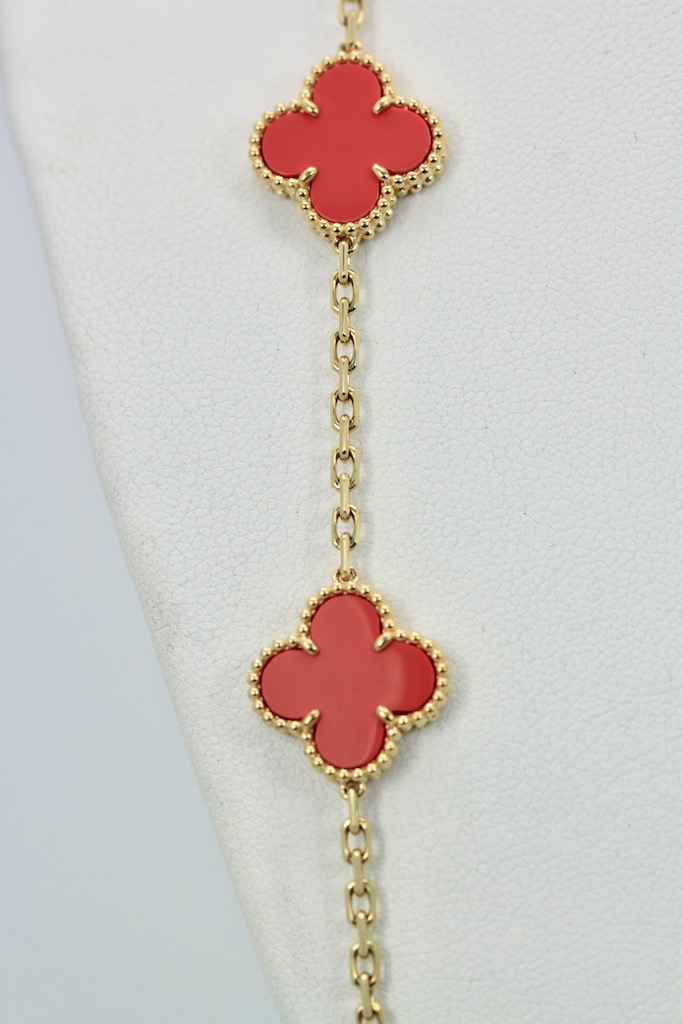 Van Cleef & Arpels Coral Alhambra Necklace – close up