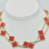 Van Cleef & Arpels Coral Alhambra Necklace - doubled up