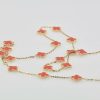 Van Cleef & Arpels Coral Alhambra Necklace - up angle