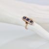 Victorian 3 Sapphire Diamond Lozenge Ring - on model