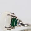 Moonstone 3 stone Ring with Emeralds - left side