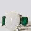 Moonstone 3 stone Ring with Emeralds - left angle