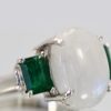 Moonstone 3 stone Ring with Emeralds - right angle