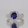 Burma Sapphire Ring with Diamond Surround 18k - detail
