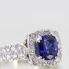 Burma Sapphire Ring with Diamond Surround 18k - angle