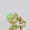 18K Bullet Chalcedony and Jade 3 Stone Ring in Yellow Gold - left back angle