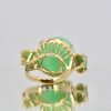 18K Bullet Chalcedony and Jade 3 Stone Ring in Yellow Gold - back angle