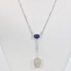 Sapphire Moonstone Diamond Drop Necklace 18K - model #2