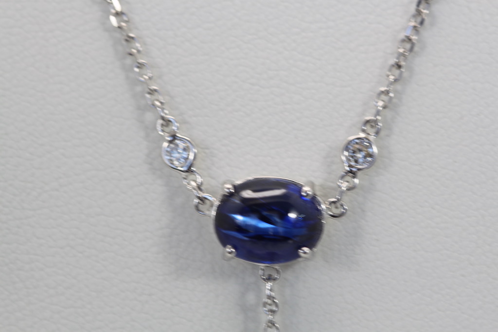 Sapphire Moonstone Diamond Drop Necklace 18K – sapphire