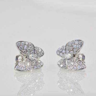 Van Cleef & Arpels White Diamond Butterfly Earrings - on side #2