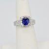 Burma Sapphire Ring with Diamond Surround 18k