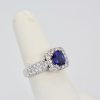 Burma Sapphire Ring with Diamond Surround 18k - side angle