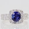 Burma Sapphire Ring with Diamond Surround 18k - detail #2