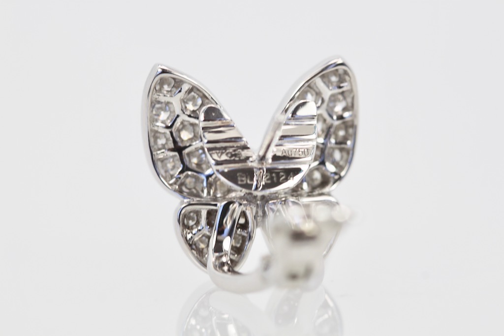 Van Cleef & Arpels White Diamond Yellow Sapphire Butterfly Earrings – white diamond back