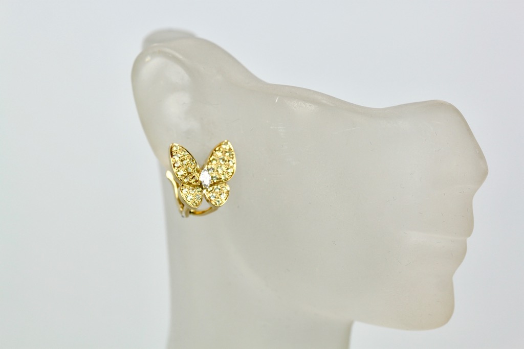 Van Cleef & Arpels White Diamond Yellow Sapphire Butterfly Earrings – yellow sapphire model