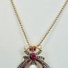 Antique Ruby Pearl Diamond Insect Brooch Pendant - wide on chain