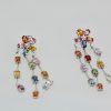 Multi Colored Sapphire Tassel Earrings in 18K