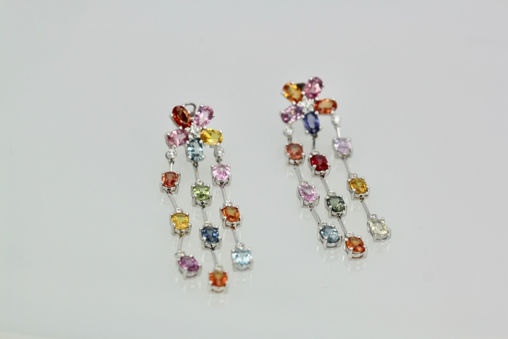 Uploaded ToMulti Colored Sapphire Tassel Earrings in 18K – set