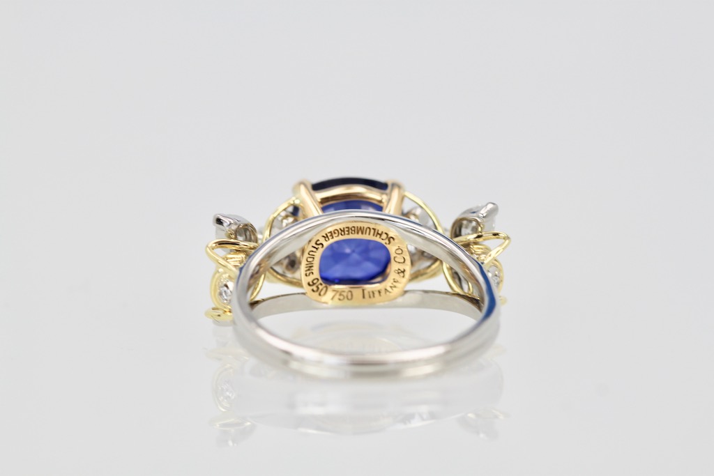 Tiffany Schlumberger Double Bee Ring with Blue Sapphire and Diamonds – back