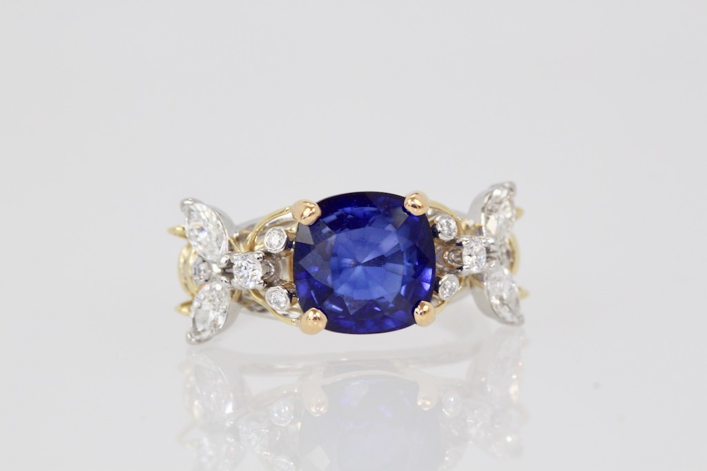 Tiffany Schlumberger Double Bee Ring with Blue Sapphire and Diamonds