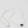Blue Sapphire Pendant Necklace with Diamond Surround -  entire