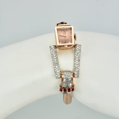 retro 14 Karat Ruby Diamond Watch Ciny Watch Co. Le Noirmont - model