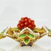 French 18 Karat Enamel, Pearl, Coral, Maltese Cross Flower Brooch Pendant - top view