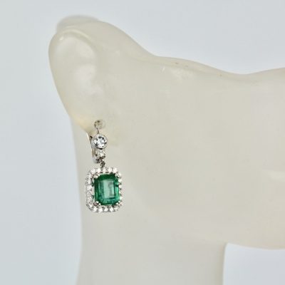 Emerald Diamond Earrings 18K - model 3