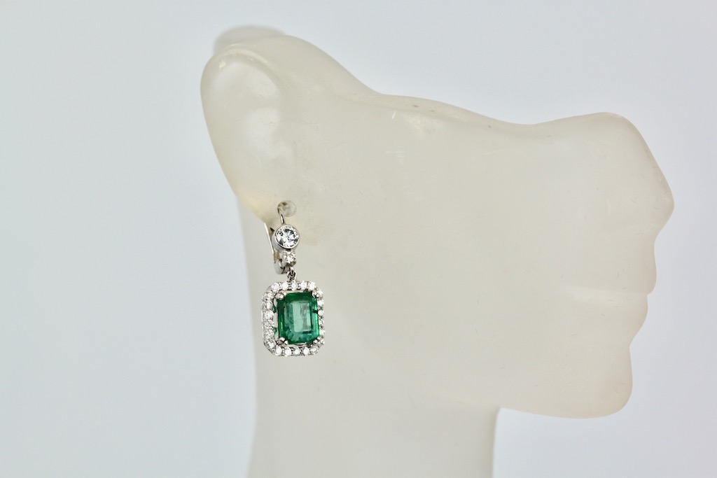 Emerald Diamond Earrings 18K – model 3