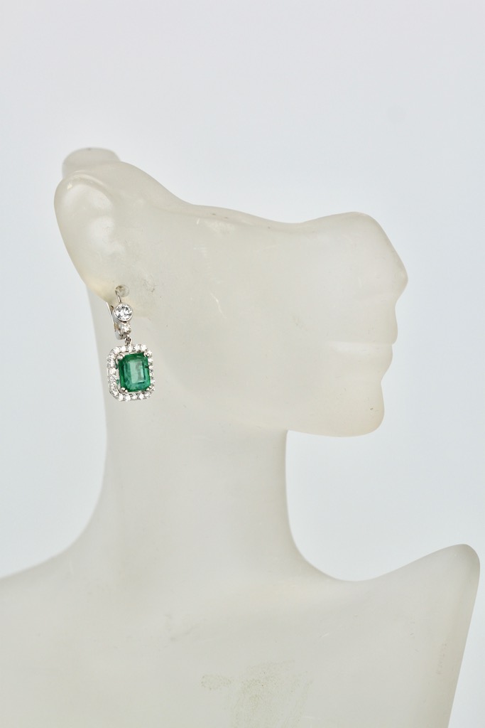 Emerald Diamond Earrings 18K – model 2