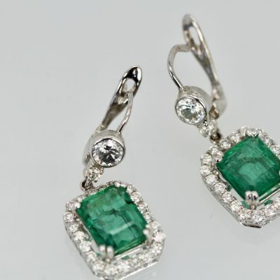 Emerald Diamond Earrings 18K - detail