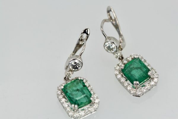 Emerald Diamond Earrings 18K - detail