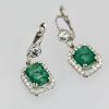 Emerald Diamond Earrings 18K - close up