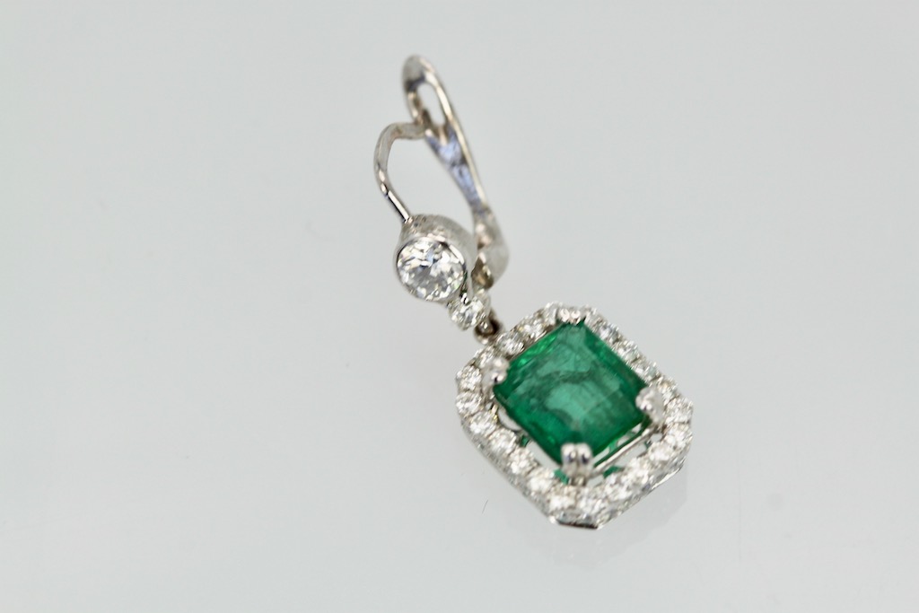 Emerald Diamond Earrings 18K – single