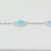 Van Cleef & Arpels 5 clover Turquoise Bracelet in White Gold - horizontal view