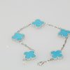 Van Cleef & Arpels 5 clover Turquoise Bracelet in White Gold - top view 2