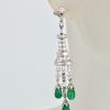 Deco Diamond Emerald Drop Earrings - single on model