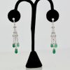 Deco Diamond Emerald Drop Earrings - on stand