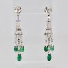 Deco Diamond Emerald Drop Earrings - detail