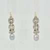Deco Diamond Pearl Drop Earrings Platinum - set
