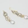 Deco Diamond Pearl Drop Earrings Platinum - front and  back