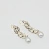 Deco Diamond Pearl Drop Earrings Platinum - set horizontal
