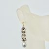 Deco Diamond Pearl Drop Earrings Platinum - model 2