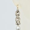 Deco Diamond Pearl Drop Earrings Platinum - model