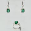 Emerald Diamond Ring 18K and matching earrings