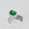 Emerald Diamond Ring 18K - on stand