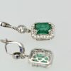 Emerald Diamond Earrings 18K - back and front