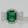 Emerald Diamond Ring 18K - close up