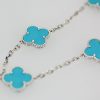 Van Cleef & Arpels Turquoise 20 motif Alhambra Necklace white Gold - detail